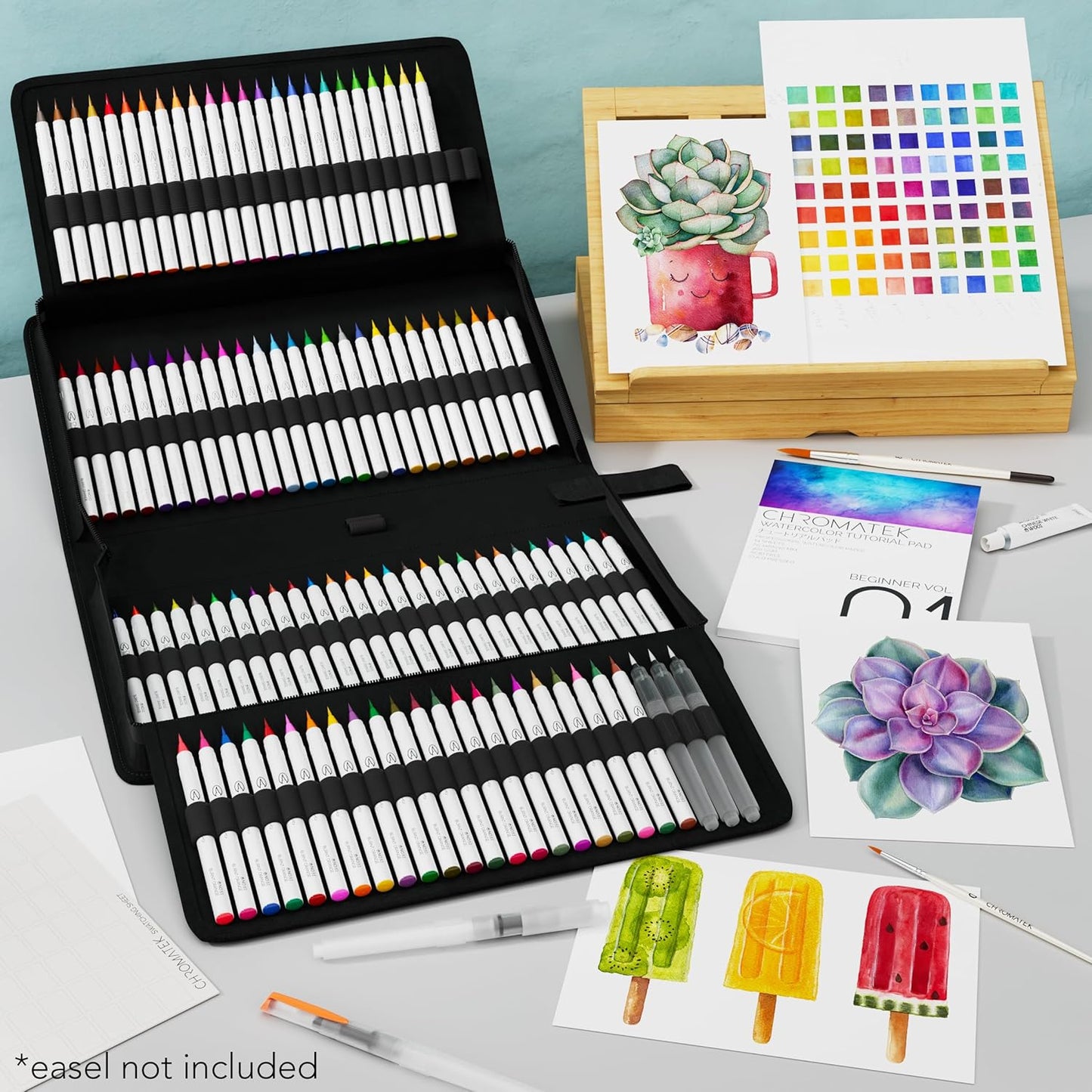 108 WATERCOLOR REAL BRUSH PEN SET + TUTORIAL PAD