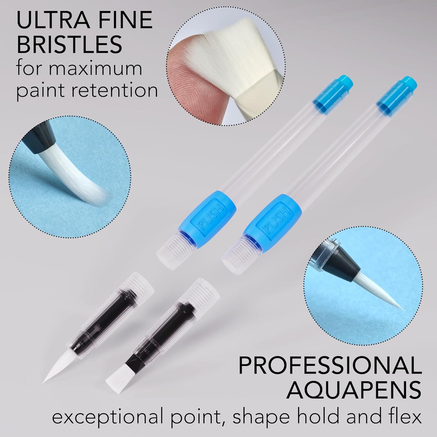 6 PACK AQUA PENS WITH 6 DIFFERENT NIBS