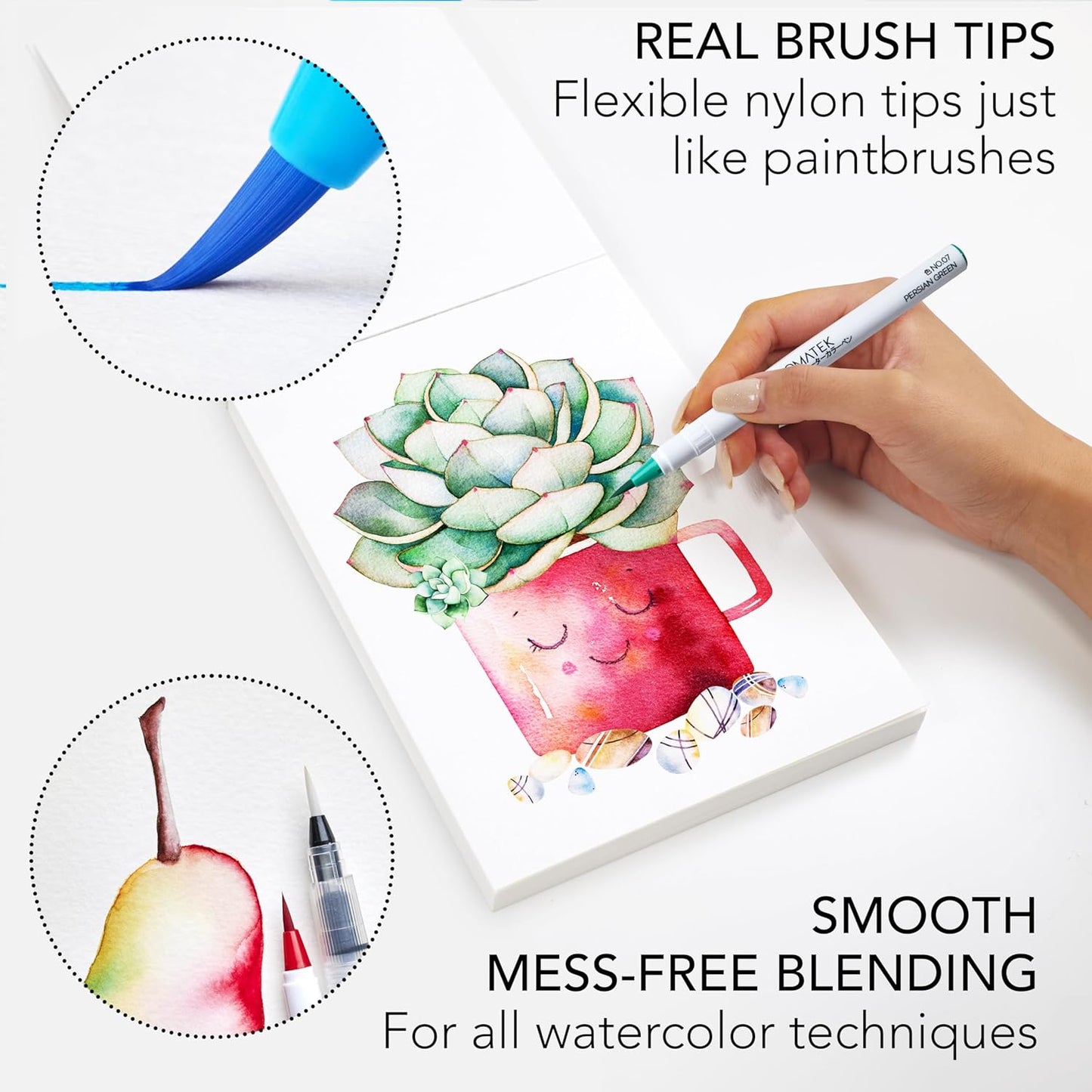 108 WATERCOLOR REAL BRUSH PEN SET + TUTORIAL PAD