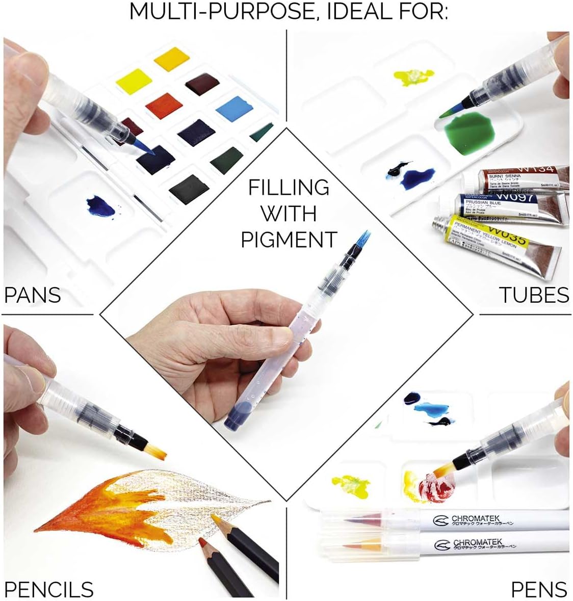 6 PACK AQUA PENS WITH 6 DIFFERENT NIBS