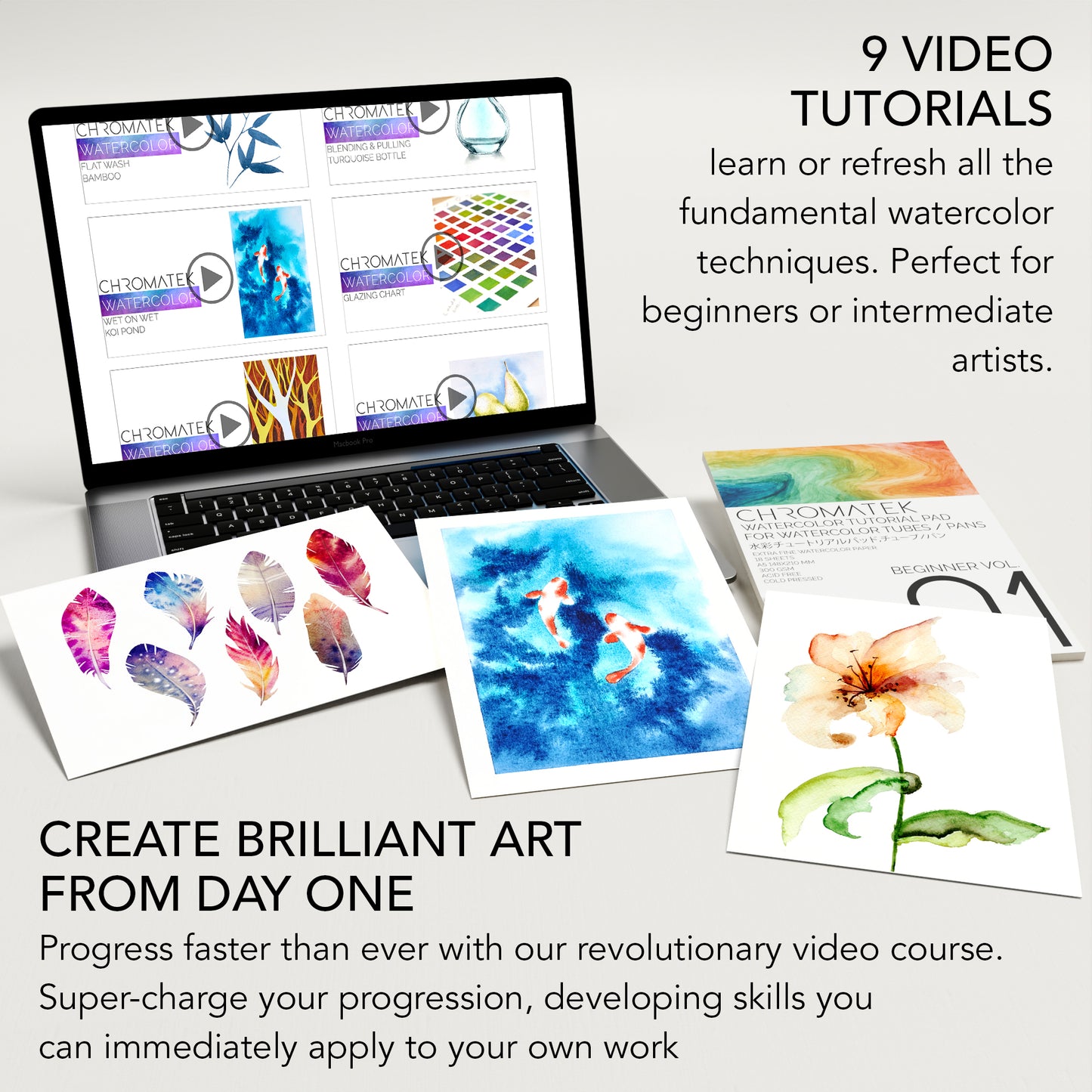 WATERCOLOR SET: 26 X 12ML TUBES, BRUSHES, PALETTE, TUTORIAL PAD AND VIDEO SERIES