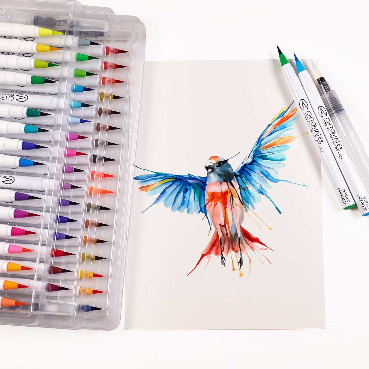 54 WATERCOLOR REAL BRUSH PEN SET + TUTORIAL PAD