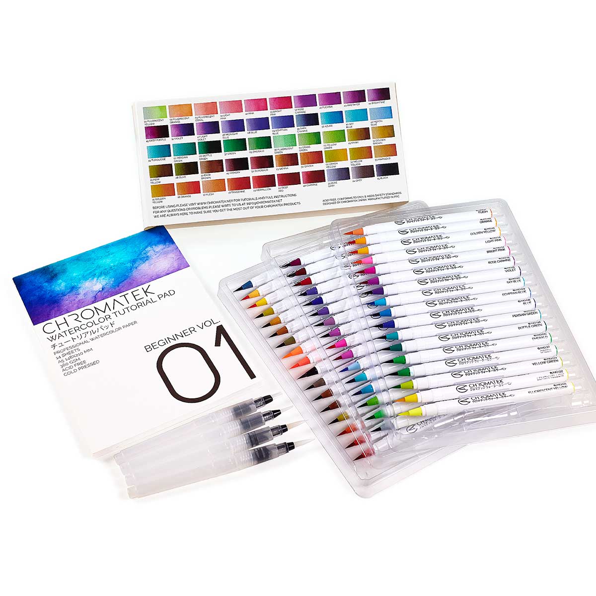 54 WATERCOLOR REAL BRUSH PEN SET + TUTORIAL PAD