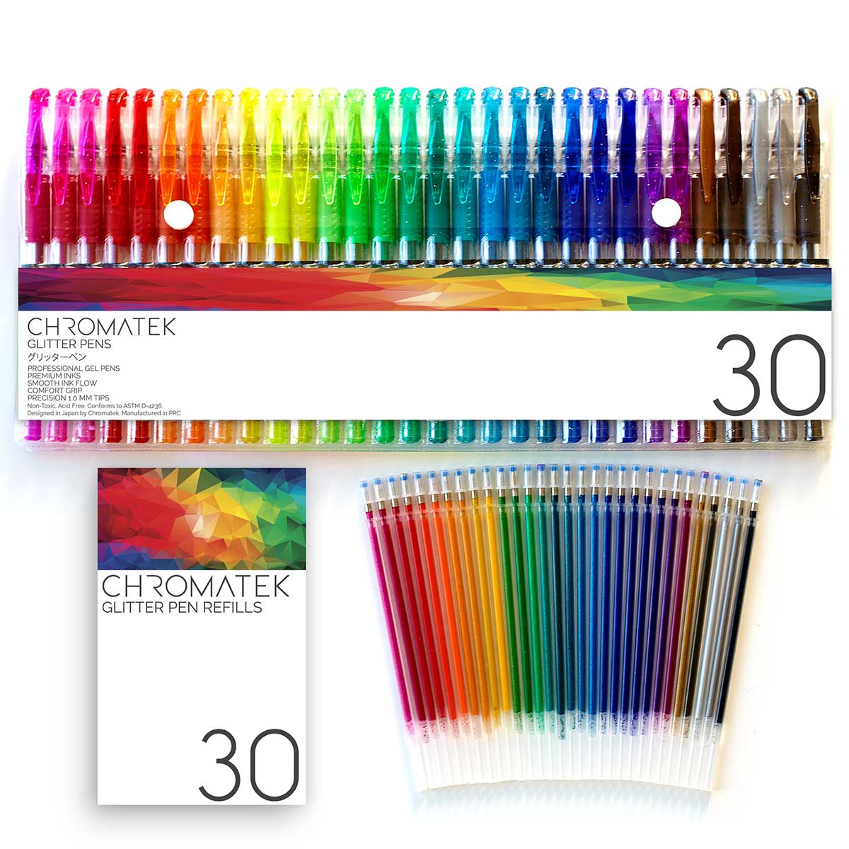 Swatching the 30 Chromatek Glitter Gel Pens