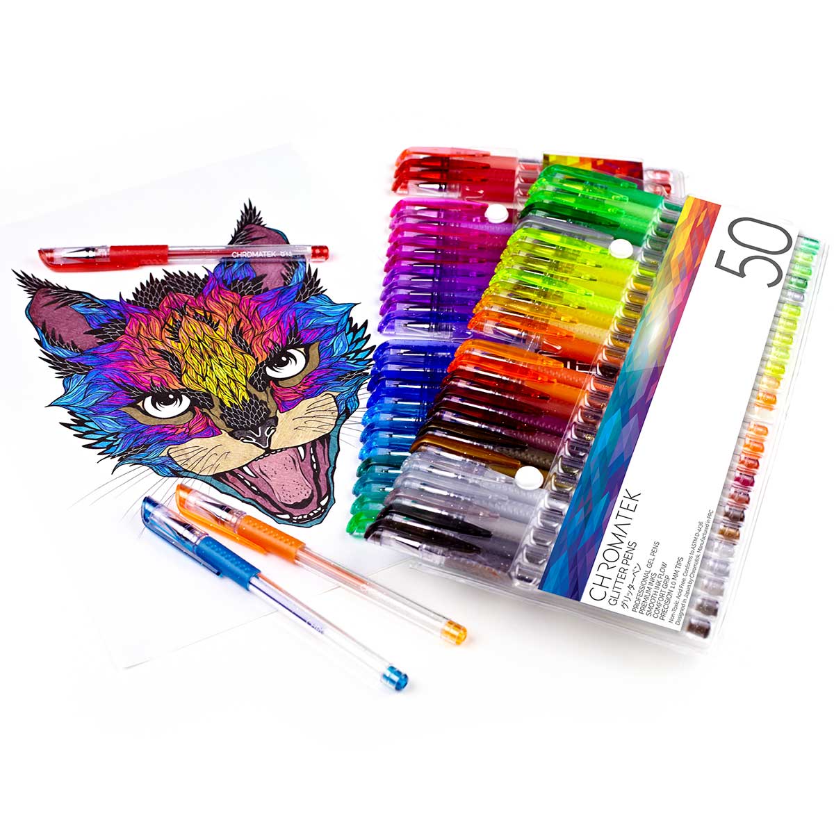 Supremely Glittery Wild Cat! Glitter Gel Pens by Chromatek 